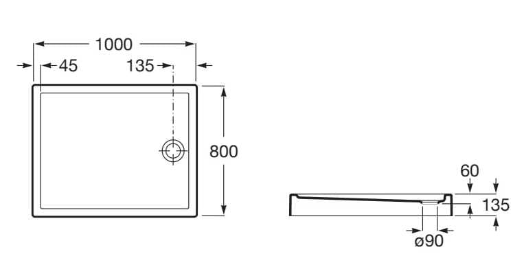 Прямоугольный акриловый поддон для душа Roca GRANADA 2762 / 2763 ARCH-00004013 - Вид №4
