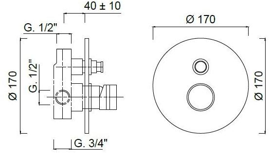 Rubinetteria Giulini Смеситель для душа, однорычажный, с переключателем Myring Fmr0013 - Вид №1