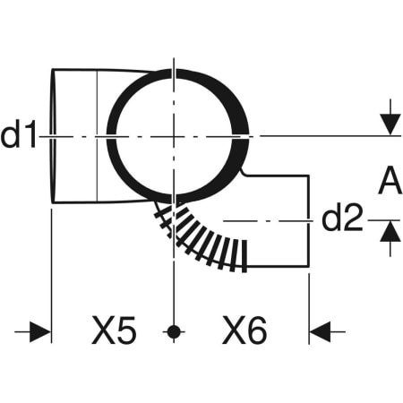 308.872.14.1 Крестовина Geberit Silent-db20, левая со смещенным впуском и дополнительным отводом 88,5° Geberit  - Вид №2