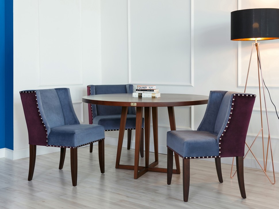 Обеденный стол круглый деревянный 130 см коричневый Spider 1 ICON DESIGNE  178123 Коричневый  - Вид №2