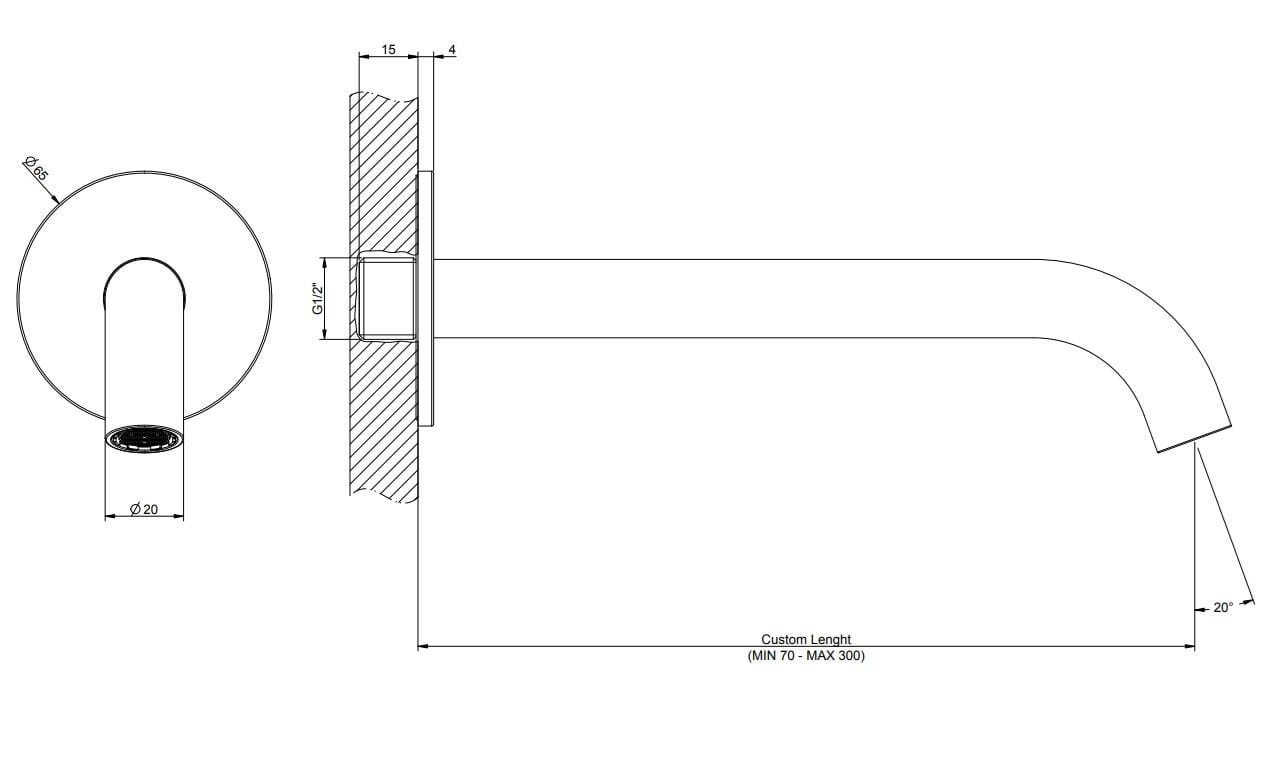 Настенный дозирующий носик из нержавеющей стали для умывальника Gessi мелки 316 ARCH-00032752 - Вид №3