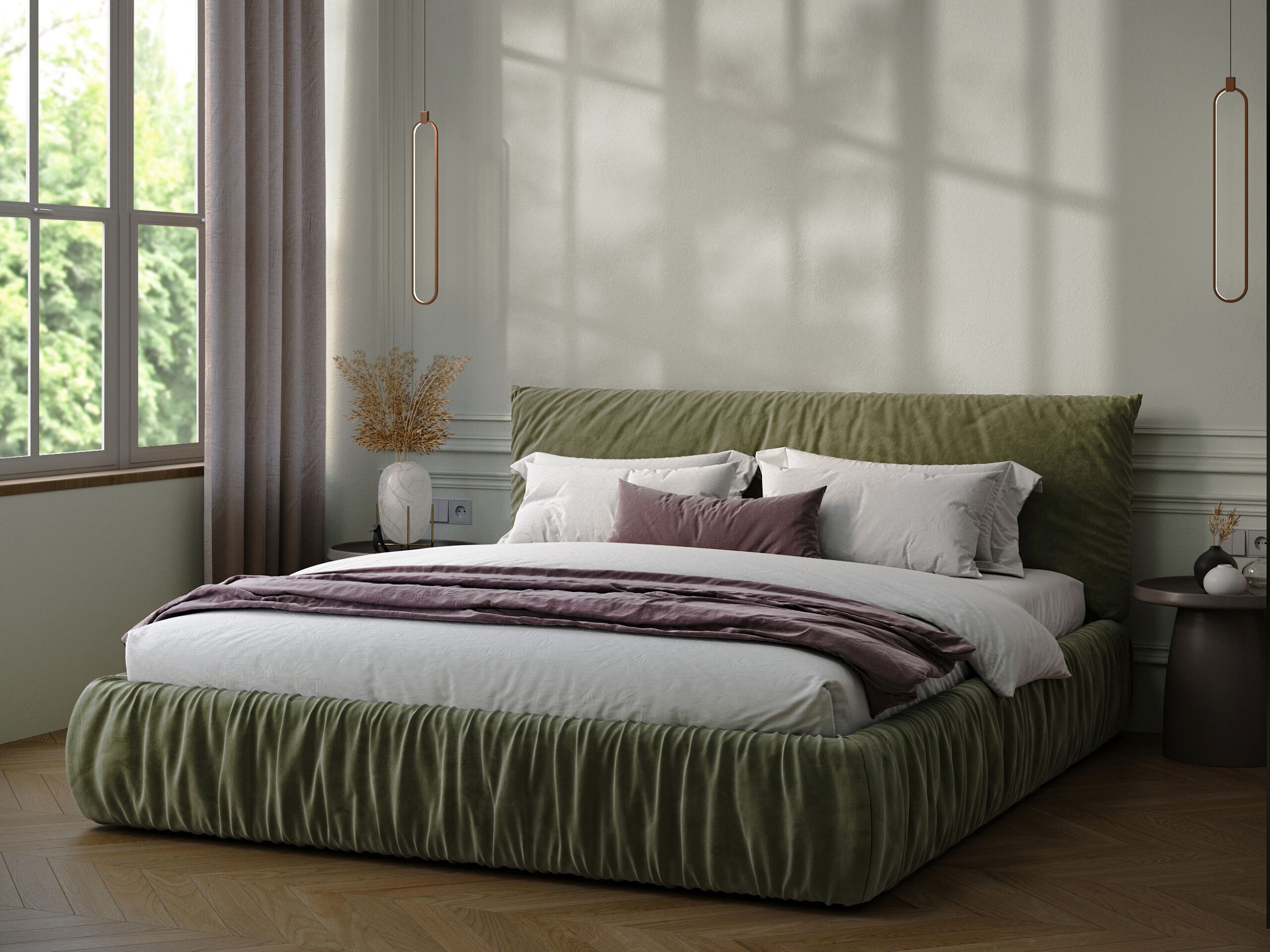 Двуспальная кровать-контейнер с мягким изголовьем Woodsoft KEMI ARCH-00148708 - Вид №2