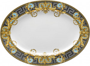 10588911 Rosenthal Versace Блюдо овальное Rosenthal Versace Престиж Гала 40см, фарфор, голубое Фарфор