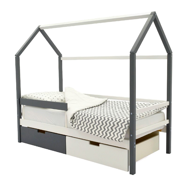 Кровать-домик детская графит-белая Svogen БЕЛЬМАРКО  00-3833079 Серый Santreyd  - Вид №2