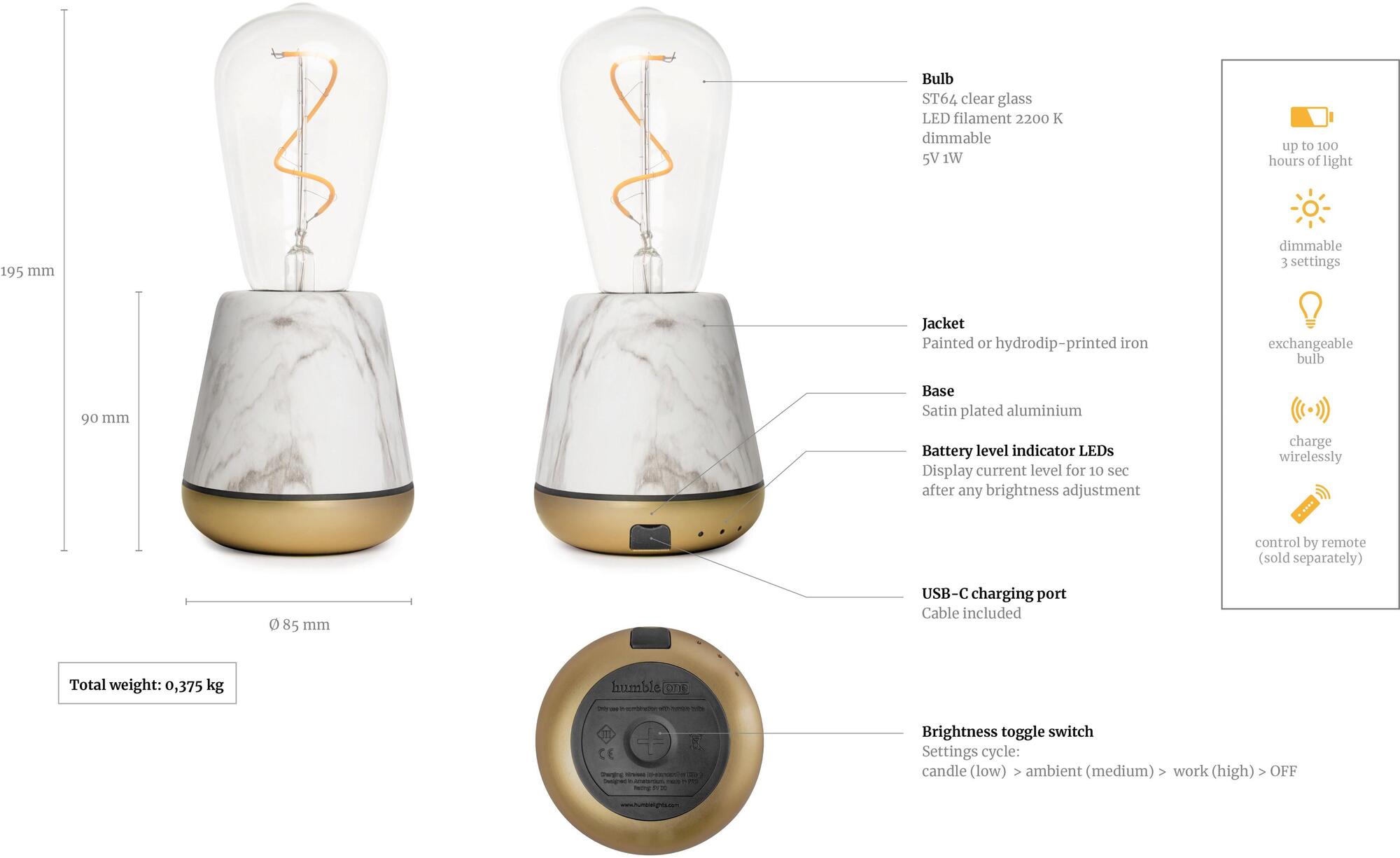 Humble Настольная светодиодная лампа под орех без проводов sun-id-1507966 - Вид №9