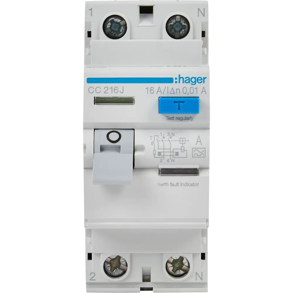 УЗО Hager CC216J 2P 16 A 10 мА 6 кА A STLM-2064629 - Вид №1