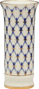 10534686 Императорский фарфоровый завод Ваза для цветов "Кобальтовая сетка" "Вертикаль" Фарфор костяной