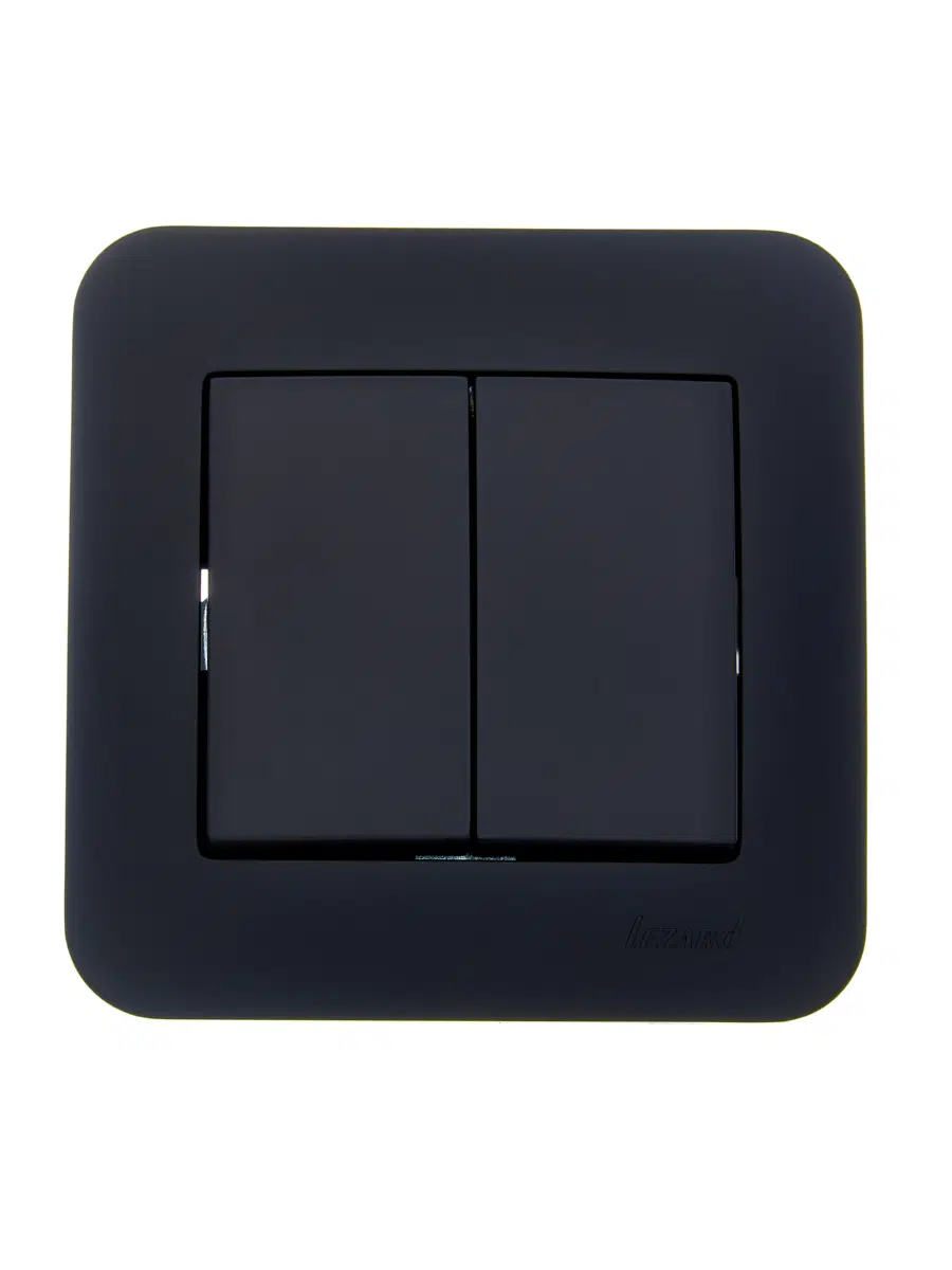 ASTI Выключатель двойной чёрный бархат LEZARD 7081-4242-101