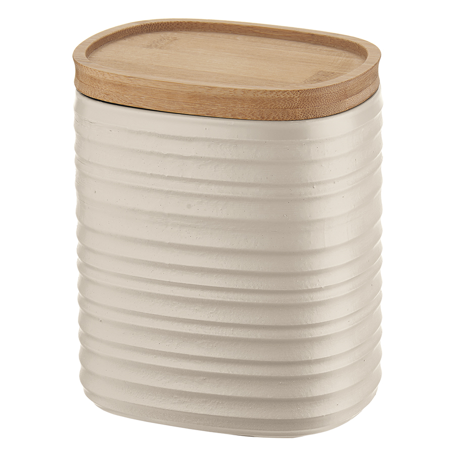 18180079 Банка для хранения с бамбуковой крышкой tierra, 1 л, бежевая Guzzini 