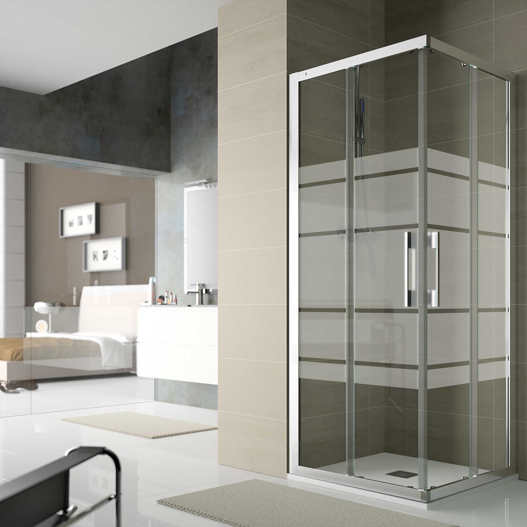 16727 SALGAR Душевая перегородка CLEAR Угловой уголок с 2D и 2FP Road Screen Print * 675 - 675 x 1950 мм