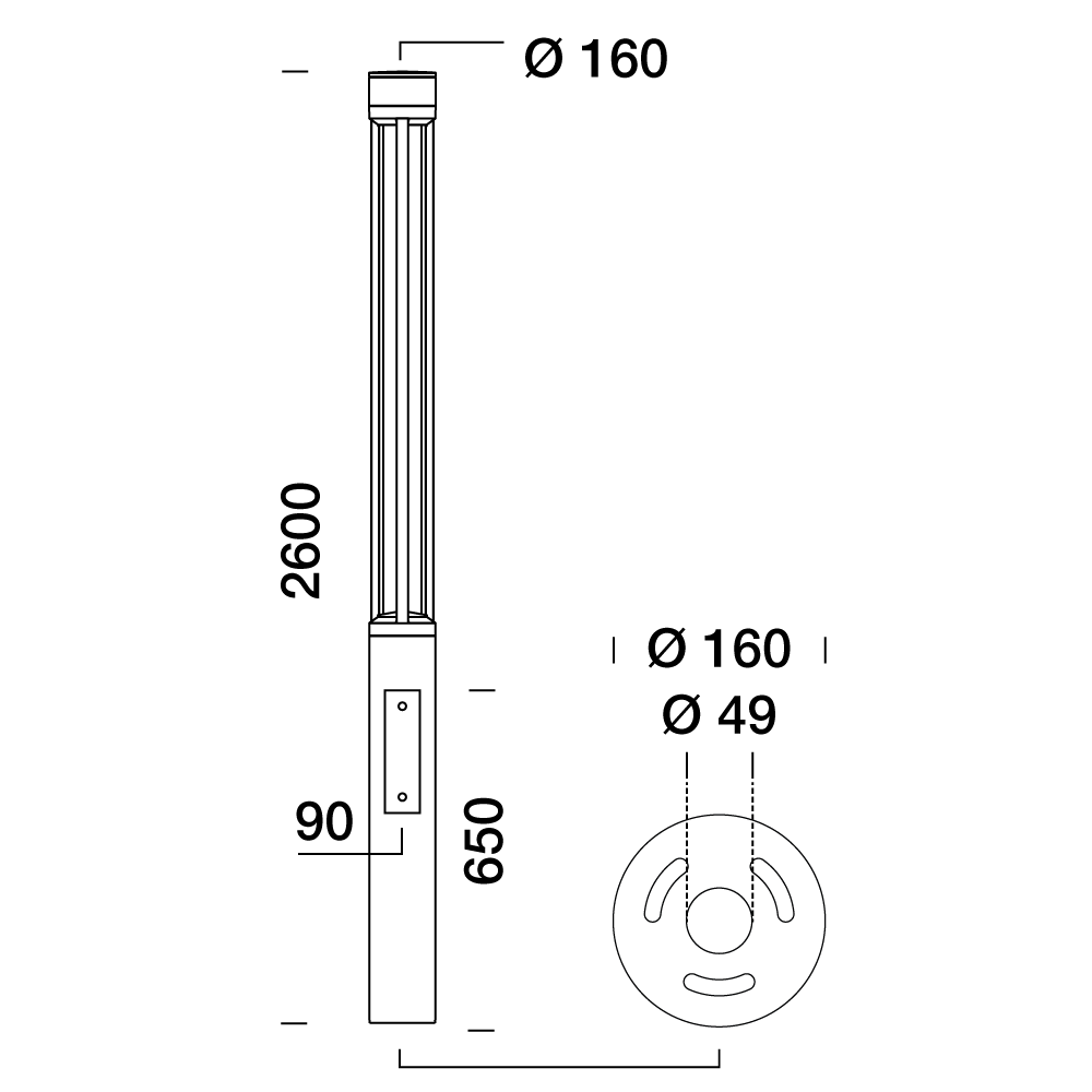 3333614 Уличное освещение  Platek TRIS  TRIS H. 2600 mm - 1 COB LED 3000K - Вид №10