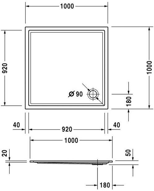 Duravit Поддон квадратный из акрила Starck 720116 - Вид №2