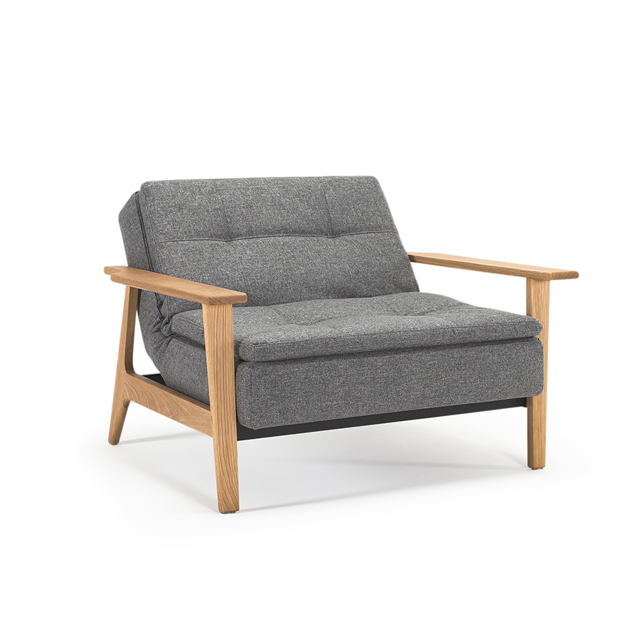 Кресло Dublexo с подлокотниками Frej, ножками из дуба и черной рамой, темно-серое Innovation Living DUBLEXOCH2 - Вид №2