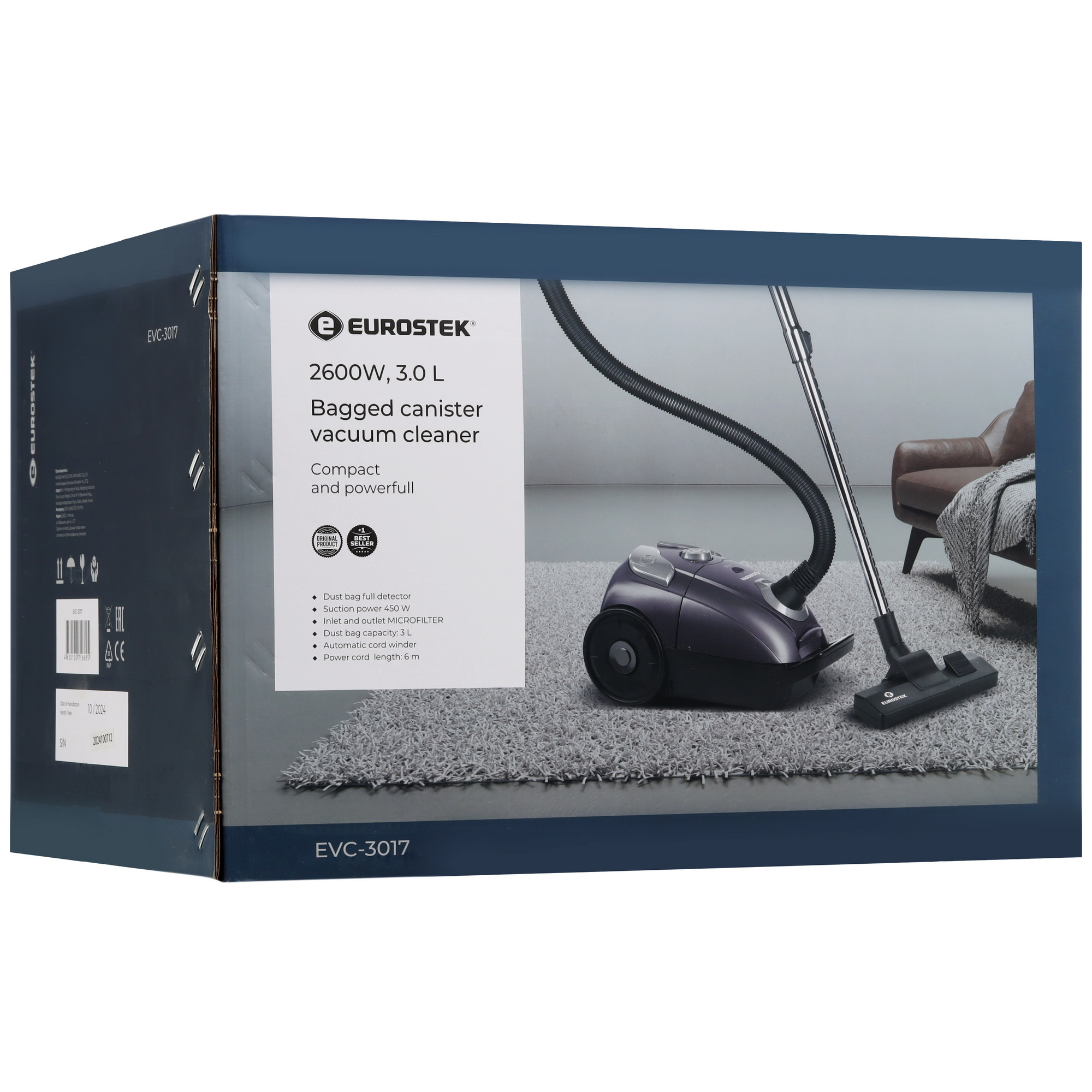 9162948 Пылесос Eurostek EVC-3017 красный STDN-0063263 - Вид №13