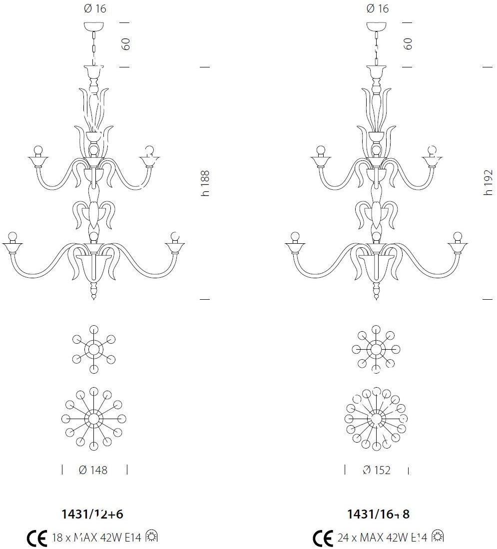 Sylcom Люстра из стекла Pisani 1430/1431 - Вид №8