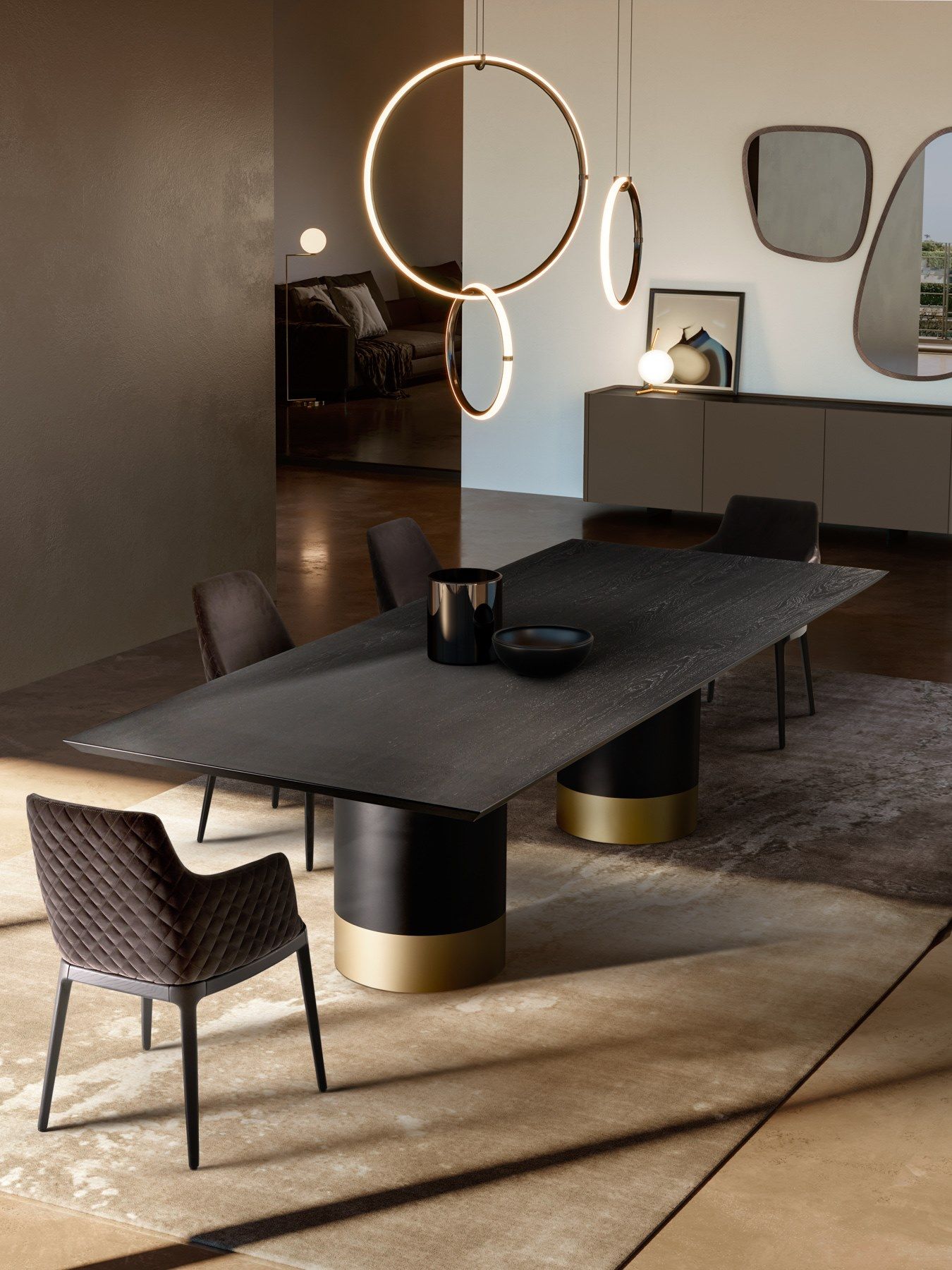 Деревянный прямоугольный стол с металлическим основанием EFORMA цилиндр ARCH-00035871 - Вид №1