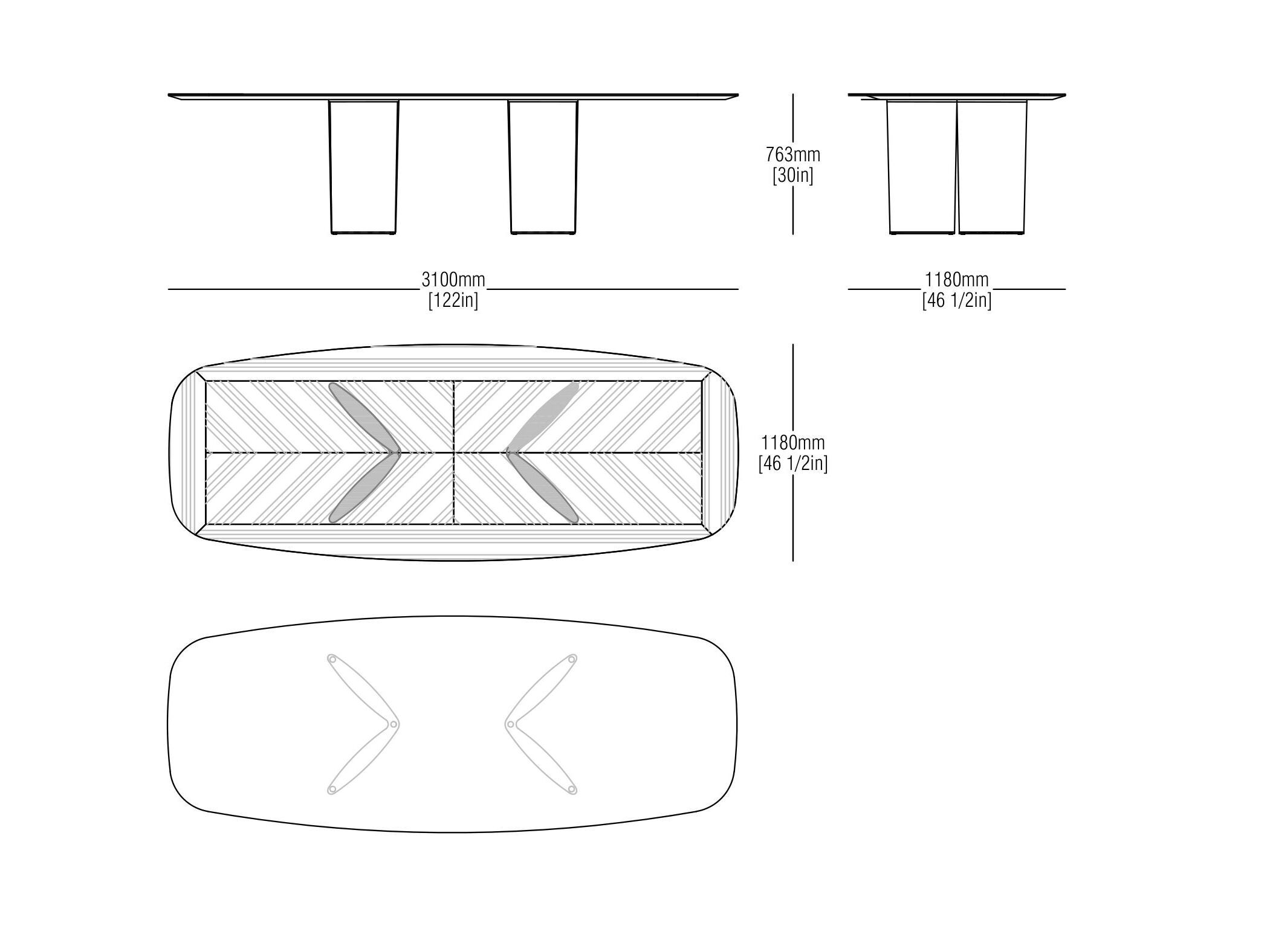 Прямоугольный стеклянный стол MisuraEmme ALA ARCH-00010053 - Вид №5
