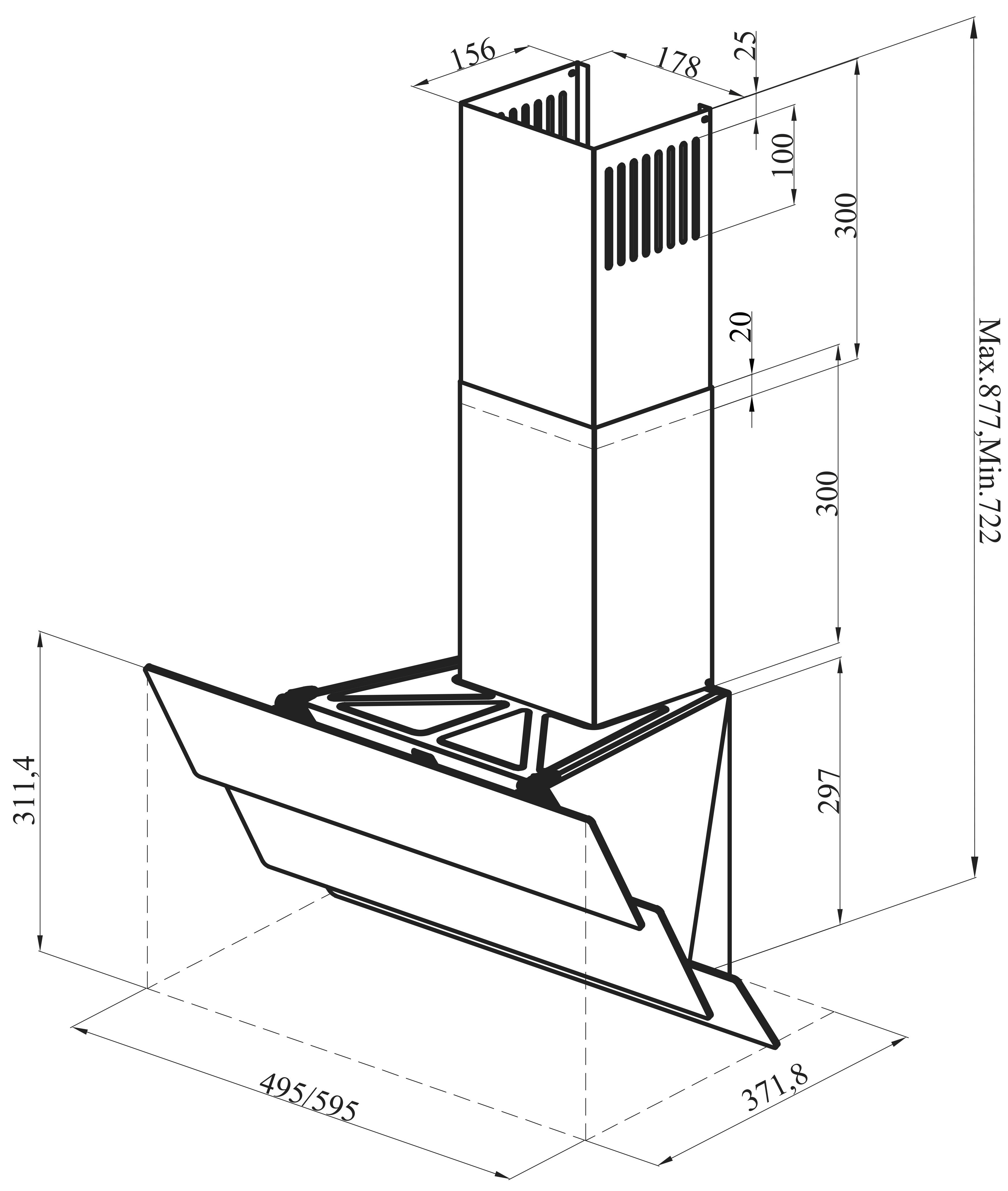 8198297 Вытяжка наклонная Oasis NS-60W (FR) белый/белый STDN-0072873 - Вид №8