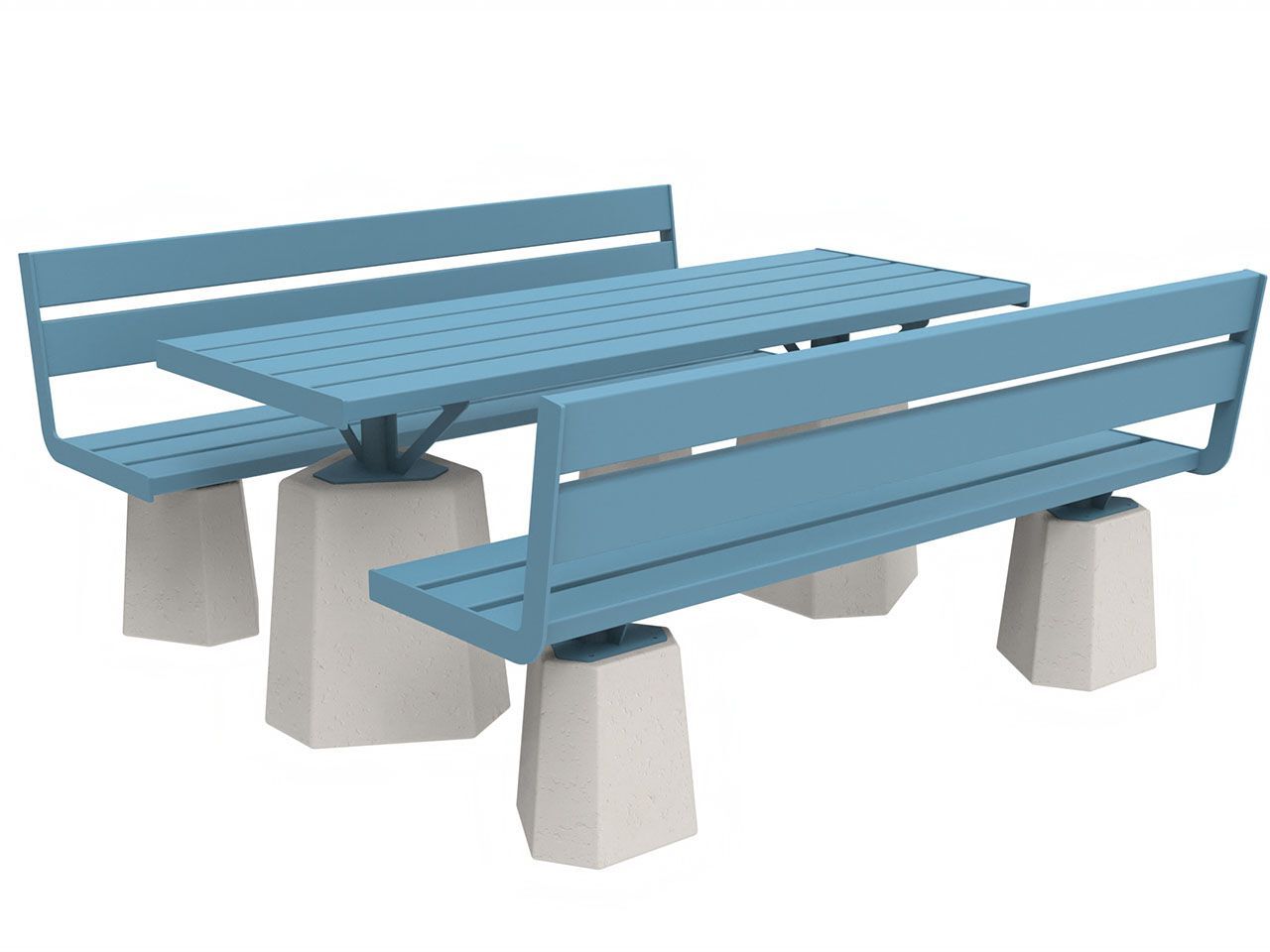 Стол для пикника из металла и бетона со встроенными скамейками Lazzari Stone ARCH-00036666 - Вид №2