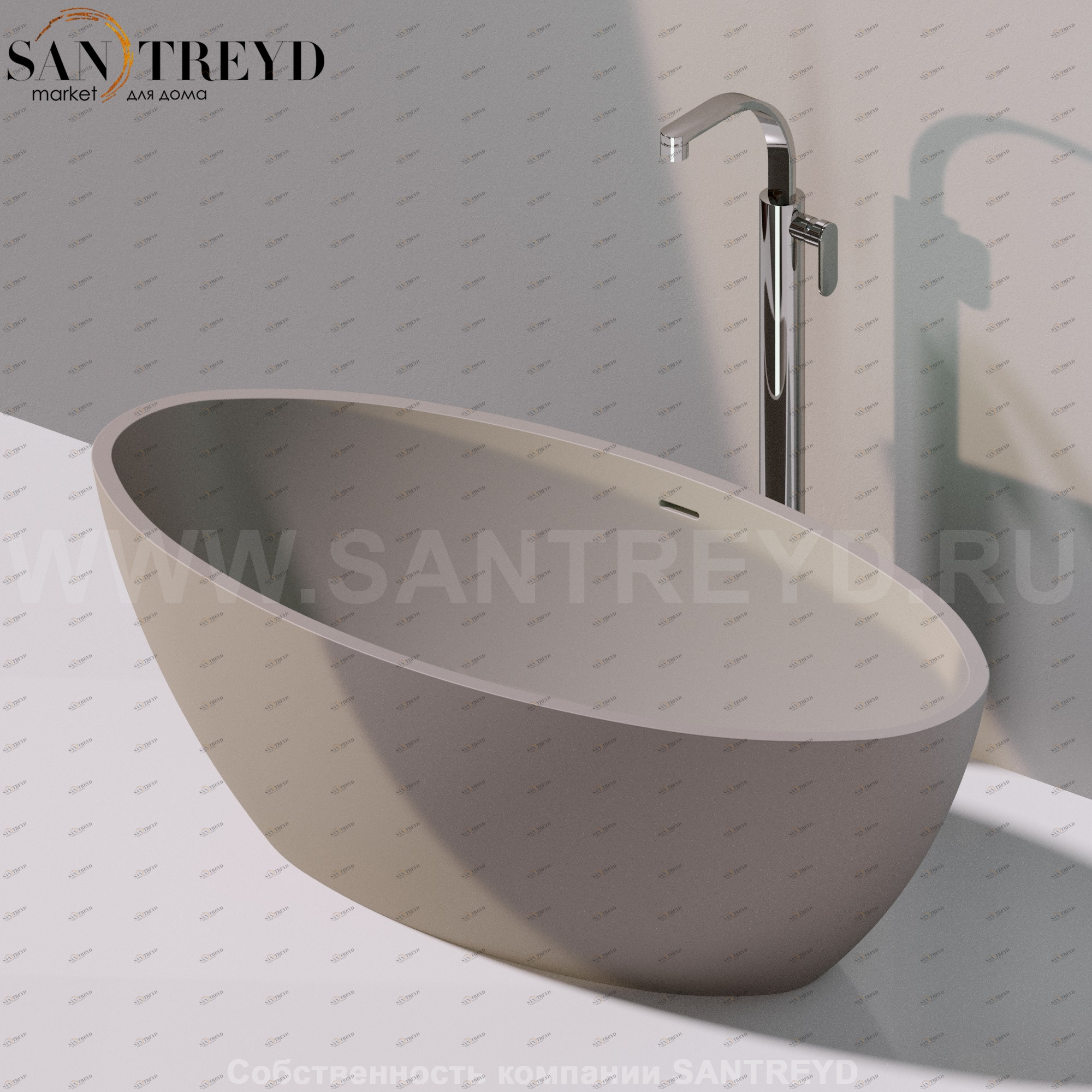 Flaminia APP Ванна свободностоящая 150 см серая AP150V.1019 Ceramica Flaminia AP150V1019