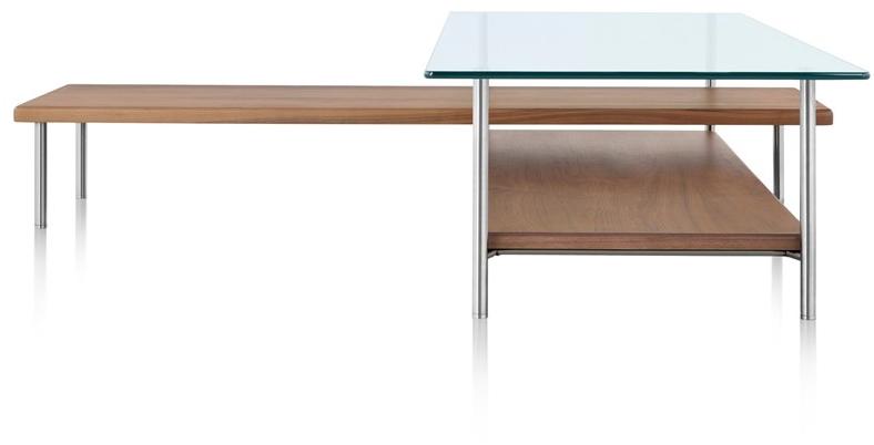 Herman Miller Г-образный журнальный столик из металла и стекла с полкой Layer sun-id-1373540 - Вид №1