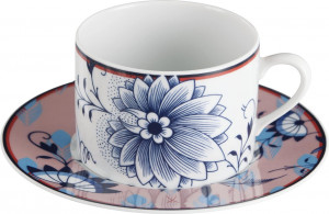 10663825 Meissen Чашка для капучино с блюдцем Meissen "Коллаж. Перья" 250мл, п/к Фарфор