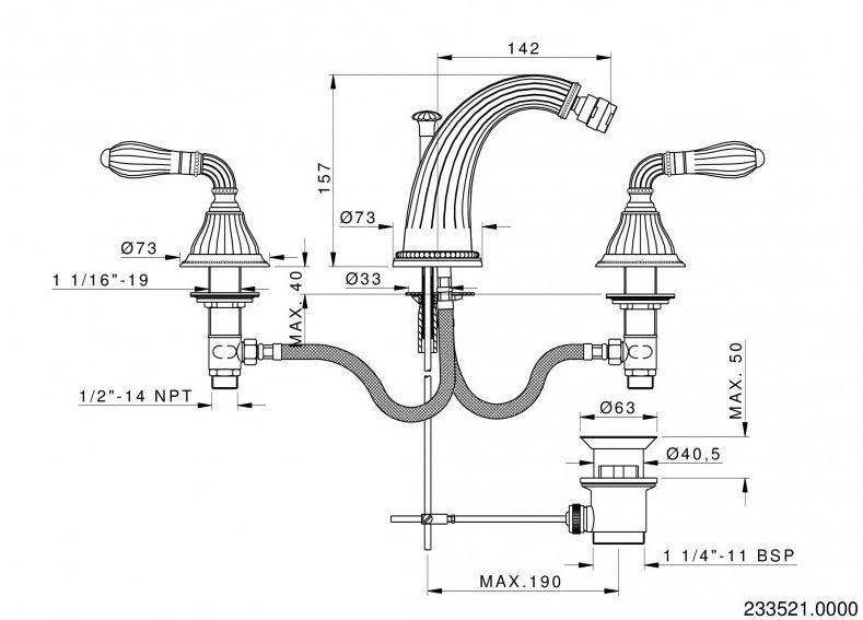 Bronces Mestre Смеситель для биде с регулируемым изливом Artica with porcelain 233521.0000.50 - Вид №1