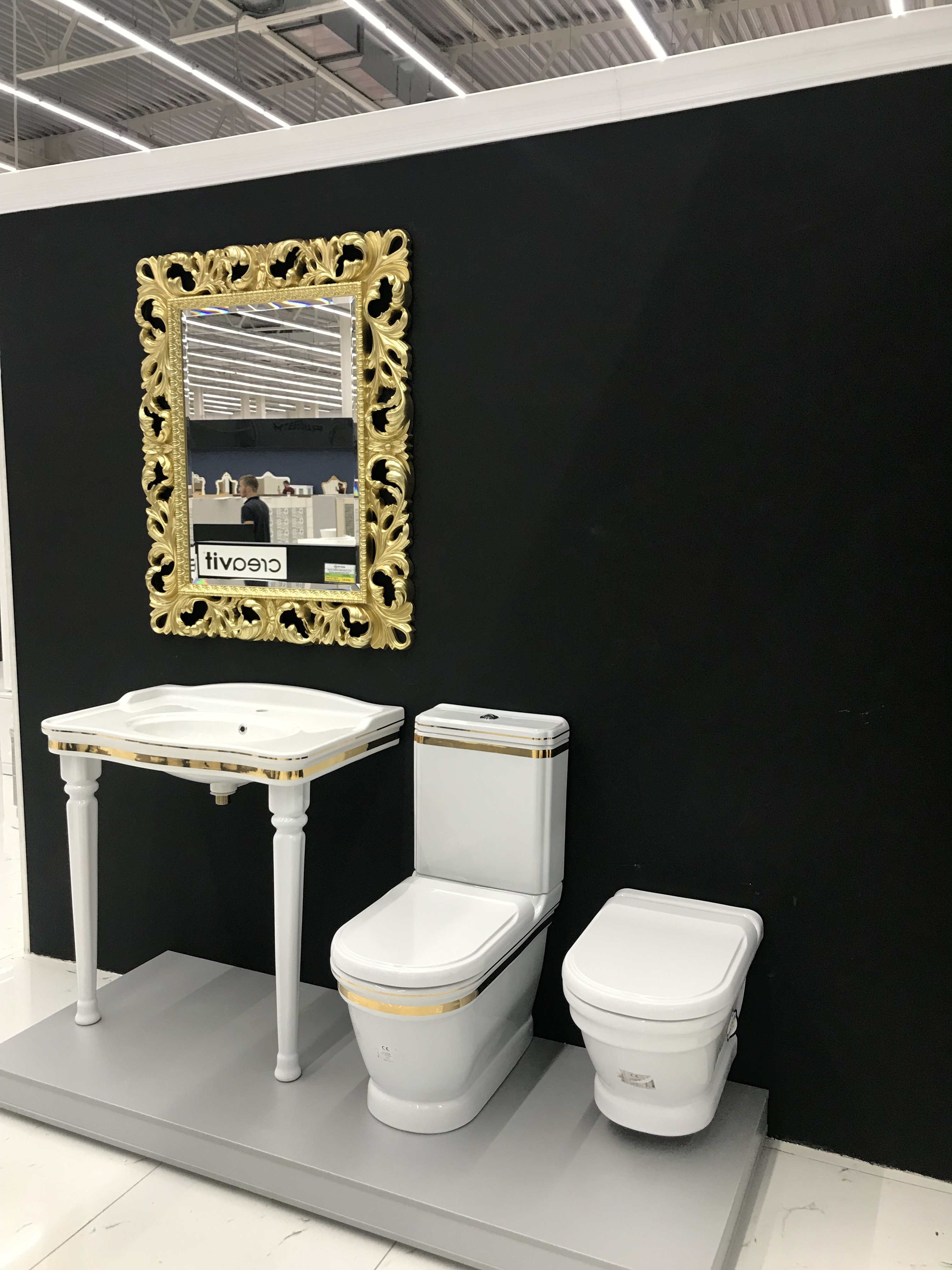 AN360-11CB00E-AD00 ANTIK Унитаз напольный ДЕКОР ЗОЛОТО Creavit Antik  - Вид №1