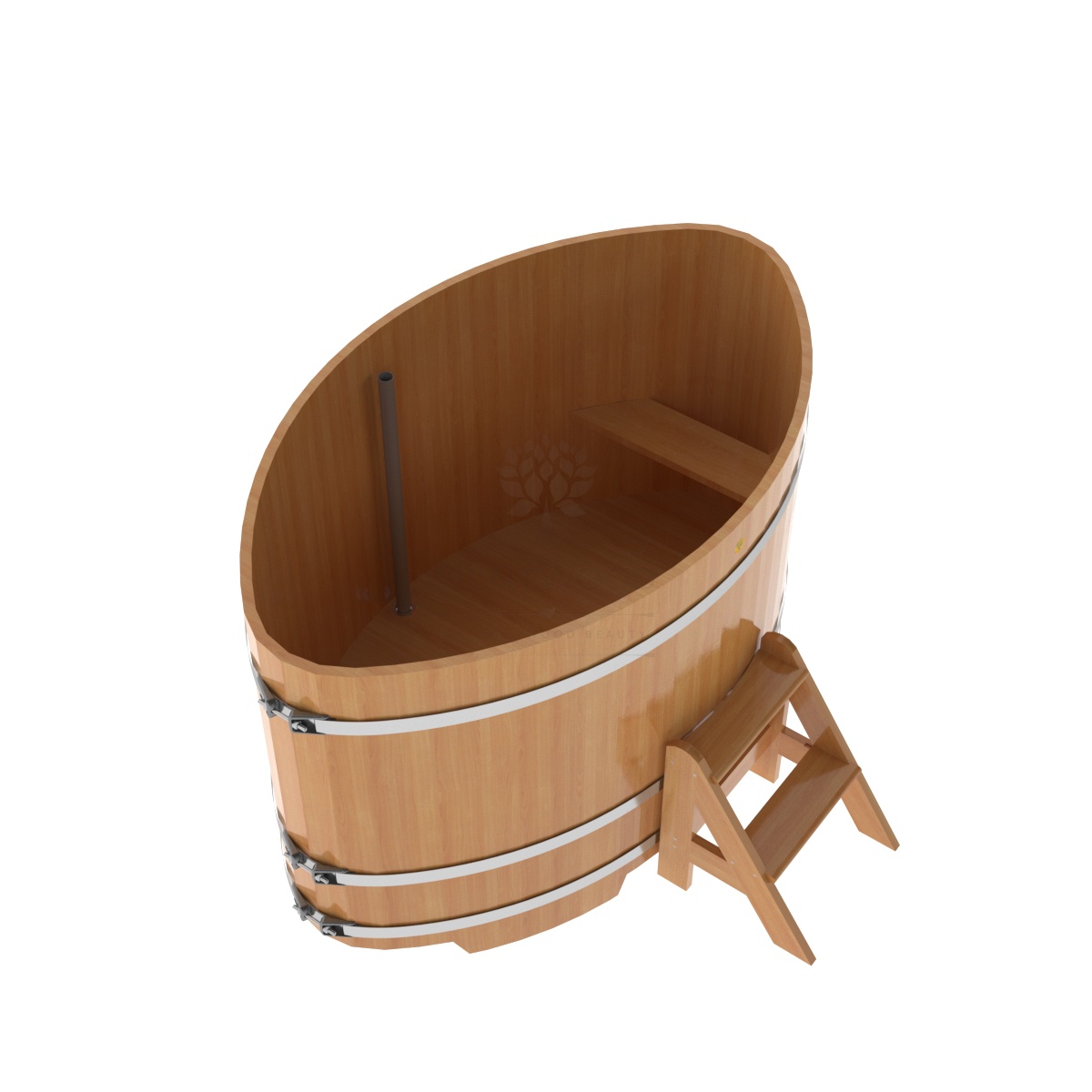 1187 Купель овальная из лиственницы 1,15х1,83х1,1 натуральная премиум Alyarus  - Вид №1