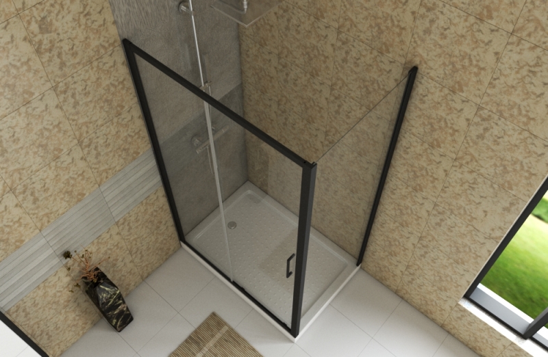 Душевое ограждение одна раздвижная дверь (без поддона) BLACKLINE BS120.3101B bravat  - Вид №1