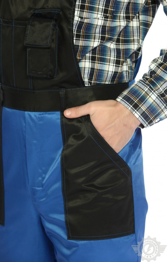 61472 Полукомбинезон "Мастер" василек-черный  Летняя спецодежда  размер 48-50/182-188  - Вид №4