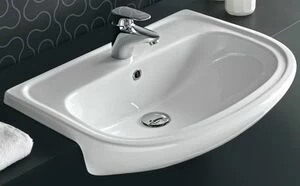 25383 Полувстраиваемая раковина консольная 50 см белая Hidra LAVABI INCASSO