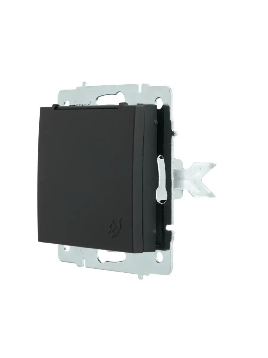 RAIN Розетка сз с крышкой (керамика) (механизм) без рамки черный LEZARD 703-4288-123