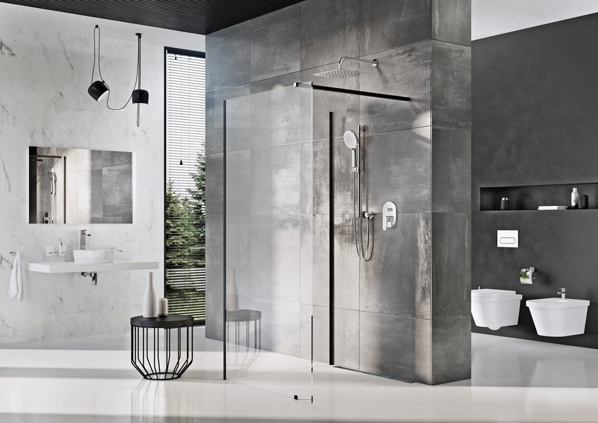 ST Walk-In Corner 1100 x 800 x 2000 черный + транспарент Ravak GW1CD4300Z1 - Вид №7