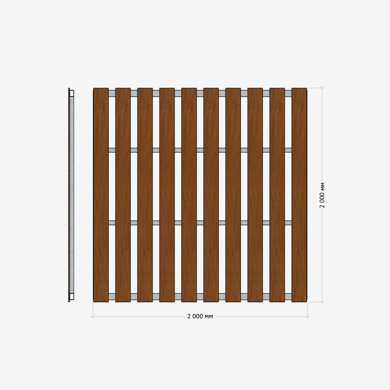 Заборная секция «Штакетник классический» 2×2м RUSDECKING sun-id-1025064 - Вид №1