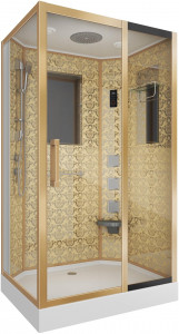 Душевая кабина NG-7711GR (900x1200х2150) низкий поддон стенки ЗОЛОТО