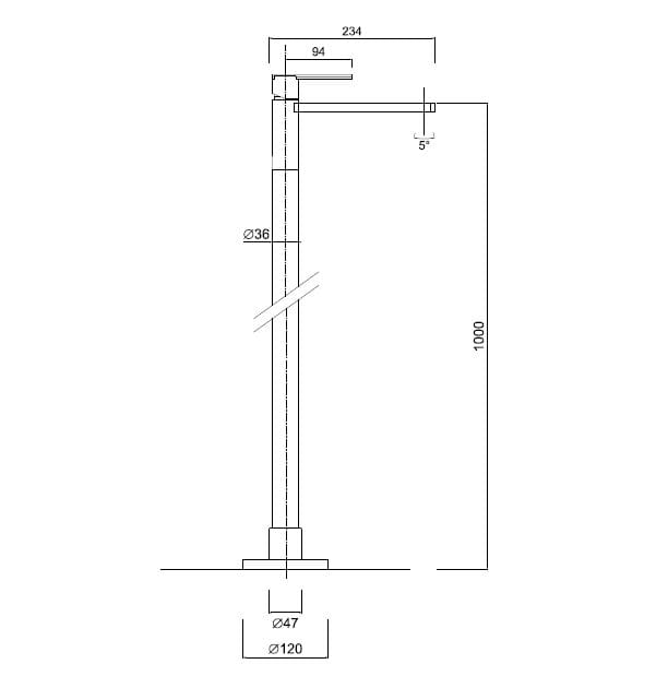 Напольный смеситель для раковины с регулируемым горлышком Rubinetteria Giulini ARCH-00061039 - Вид №2