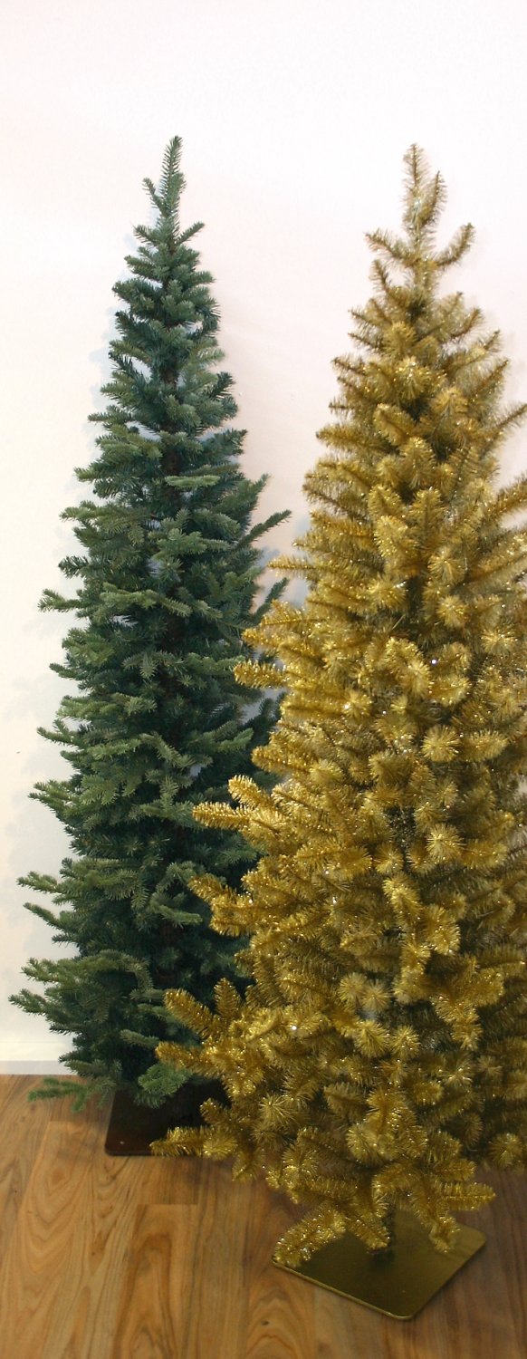 1631 819 a3 Елка из шелка, тонкая, 225 см, матово-зеленая H-andreas 