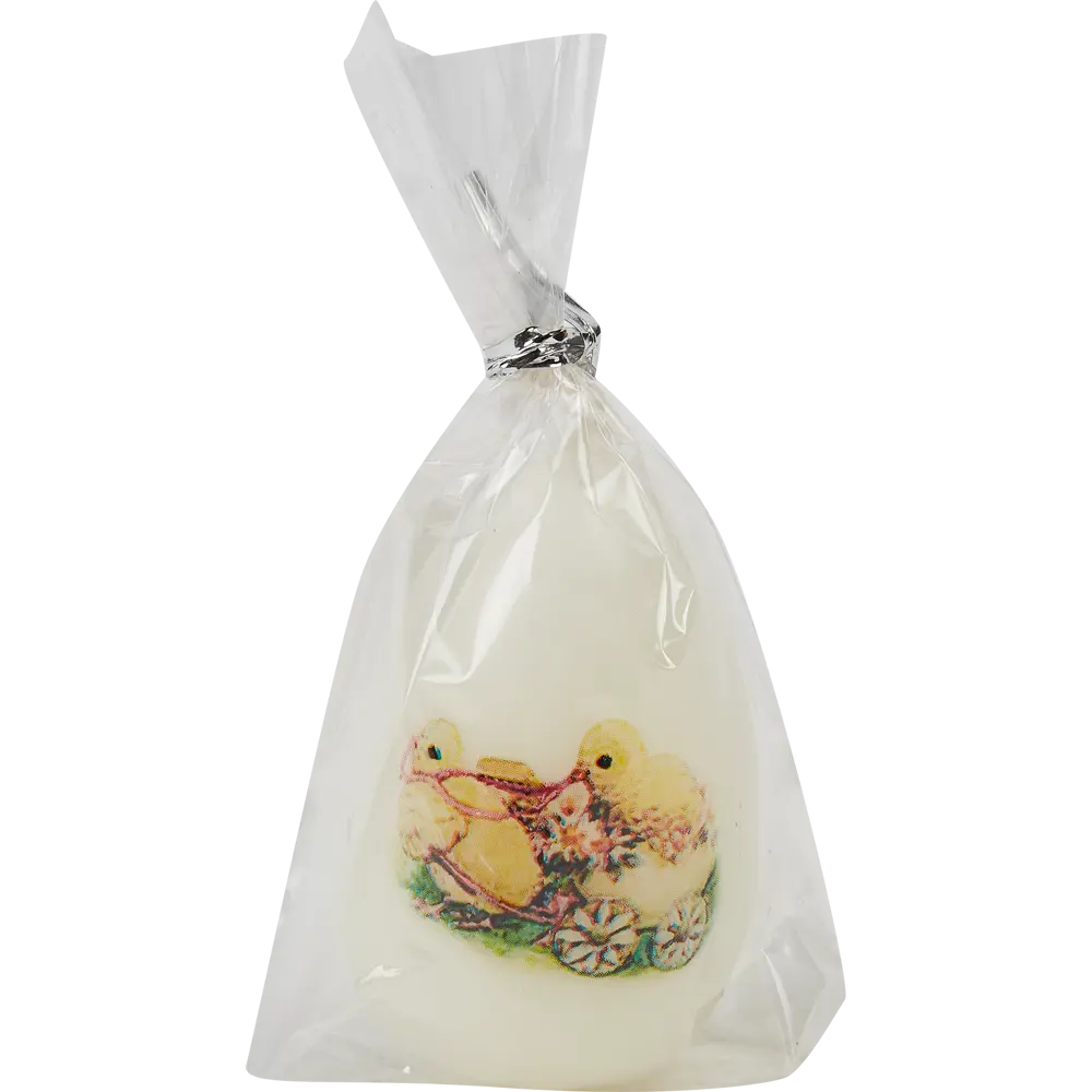 Свеча парафиновая Яйцо-3 малое с декором 2 белое 5,5 см EVIS STLM-2200328 - Вид №2