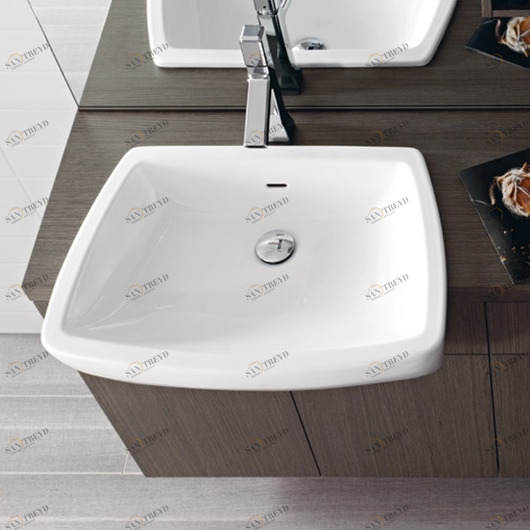 9836 Полувстраиваемая раковина консольная 50 см белая MILLDUE 