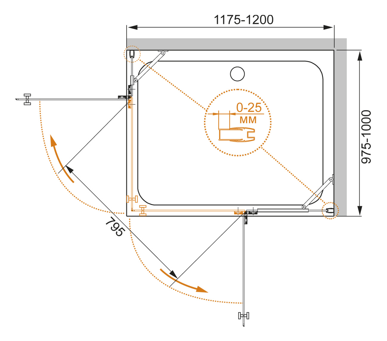 Душевой уголок CEZARES CRYSTAL-S-AH-2-120/100-C-Cr-L - Вид №1