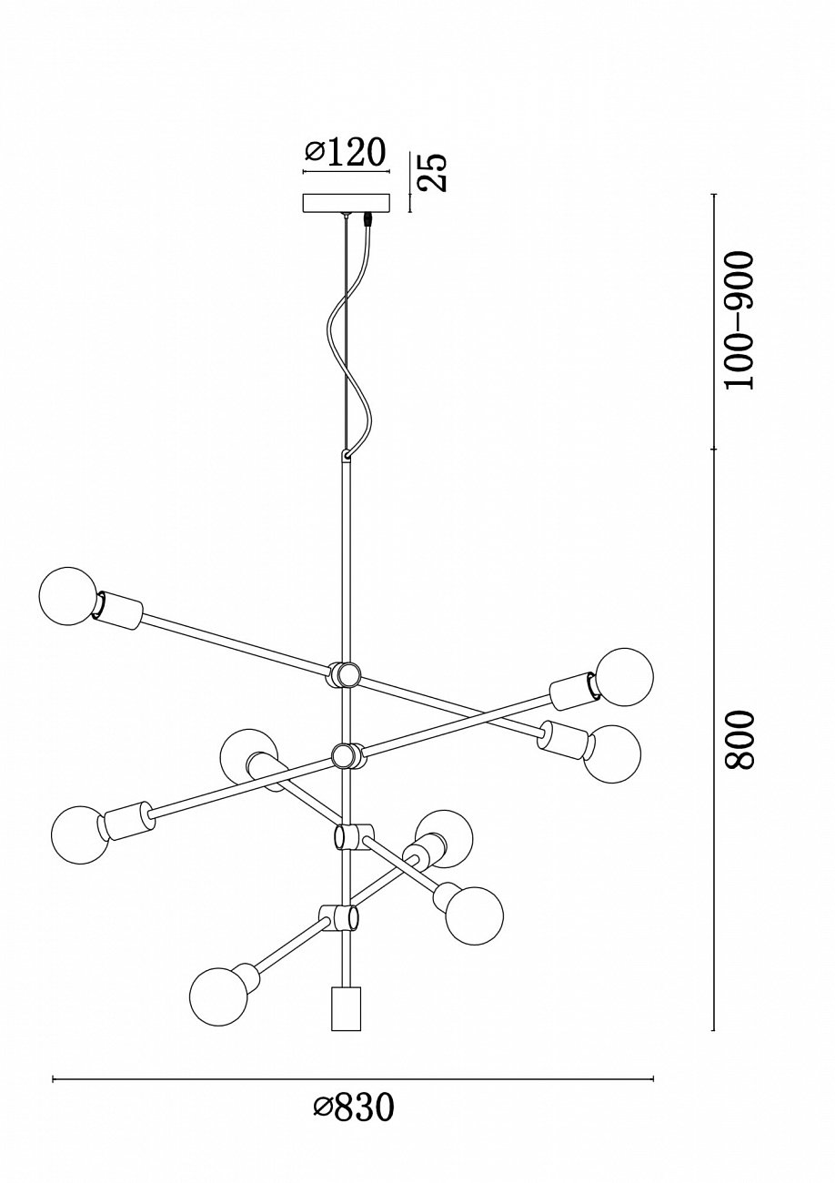 Светильник потолочный на 8 ламп латунь Octavia FR5043PL-08BS FREYA MODERN 00-3957106 Латунь - Вид №1