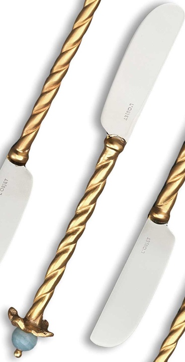 10575418 L’Objet Набор из 4 ножей для масла 15см "Венеция" (амазонит) п/к Сталь нержавеющая 