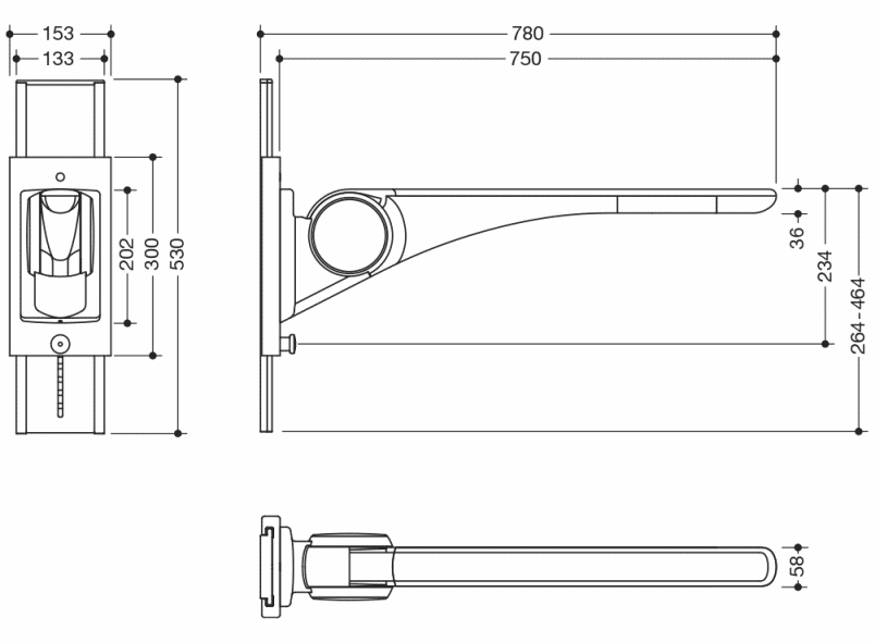 802.50.40860 Базовая складная опорная рейка с регулировкой по высоте HEWI Stützen  - Вид №4
