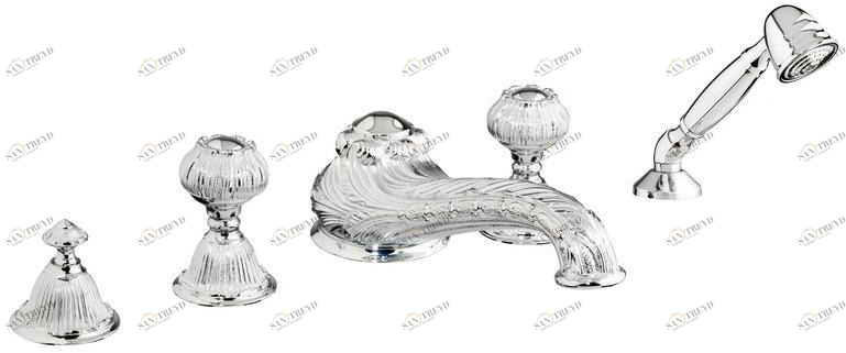 Bronces Mestre Смеситель для ванны из хромированной латуни на 5 отверстий с ручным душем Versailles 230416.a030.50