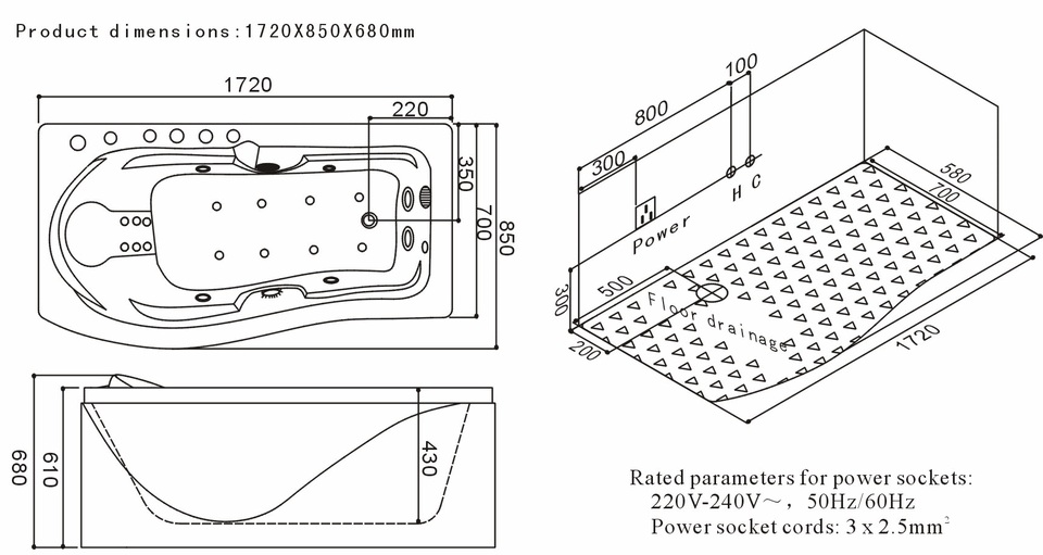 A104 L Ванна гидромассажная SSWW  - Вид №7