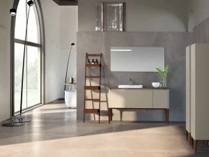 Mobiltesino Лаковая тумба под умывальник из темного мрамора emperador Suite Su12