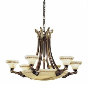 Possoni Illuminazione Люстра из ржавчины / сусального золота с алебастром Sasha 2900/6+6