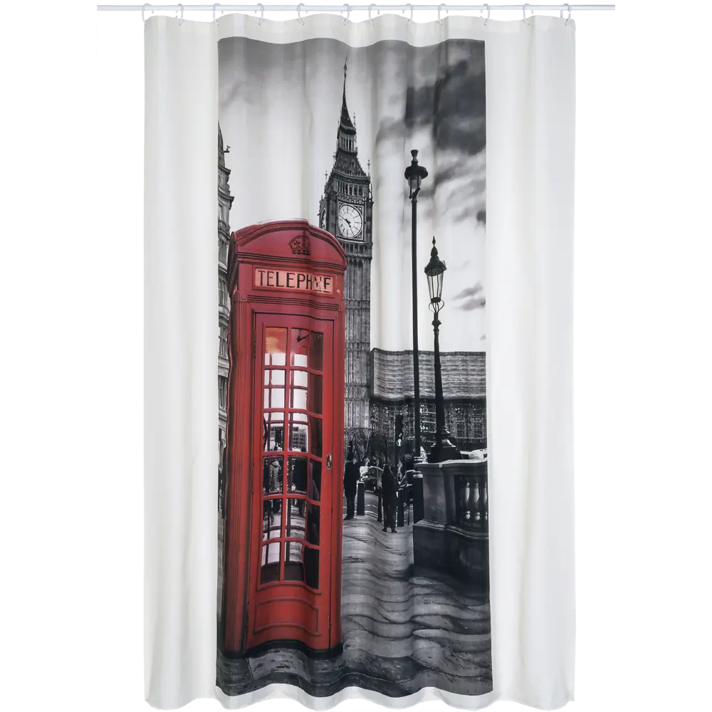 Штора для ванной комнаты «London print» 180x200 см цвет серый BATH PLUS Без серии STLM-2150122 - Вид №1