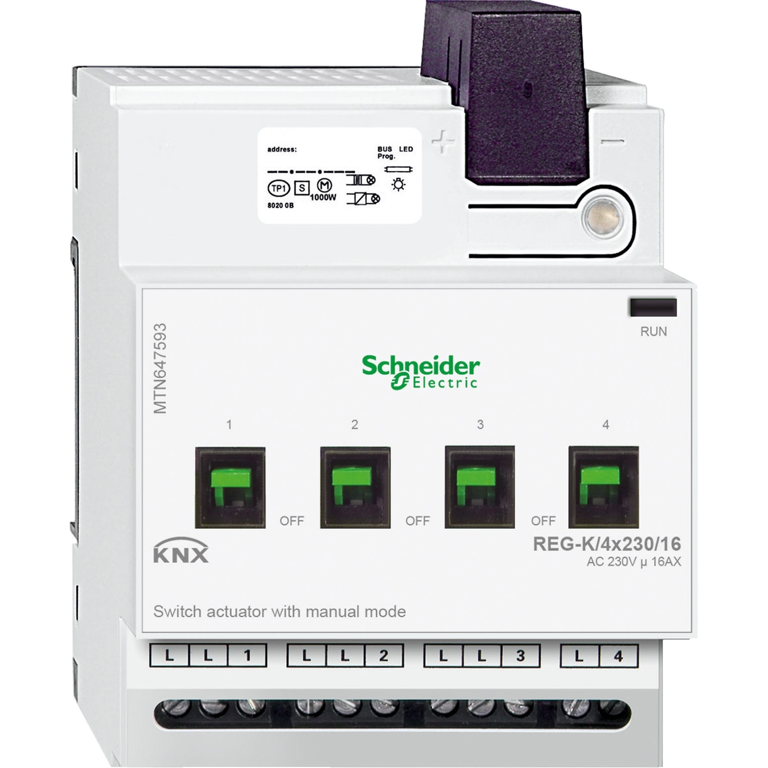 MTN647593 Актор для выключателя REG-K/4X230/16 С РУЧН УПР Schneider Electric KNX 